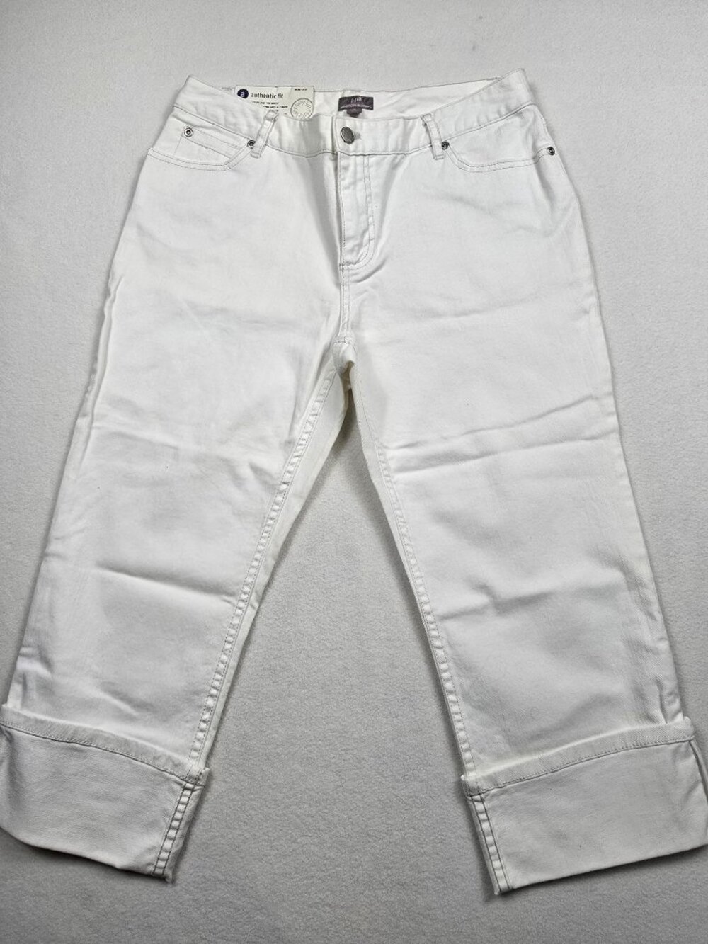 NWT J Jill White Stretch Authentic Fit Below Waist Cropped Pants Size 8